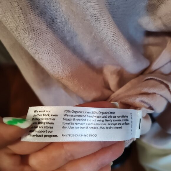 Eileen Fisher 70% Linen Top Sweater Blouse Shirt Pale Pink Boat Neck - Picture 8 of 10